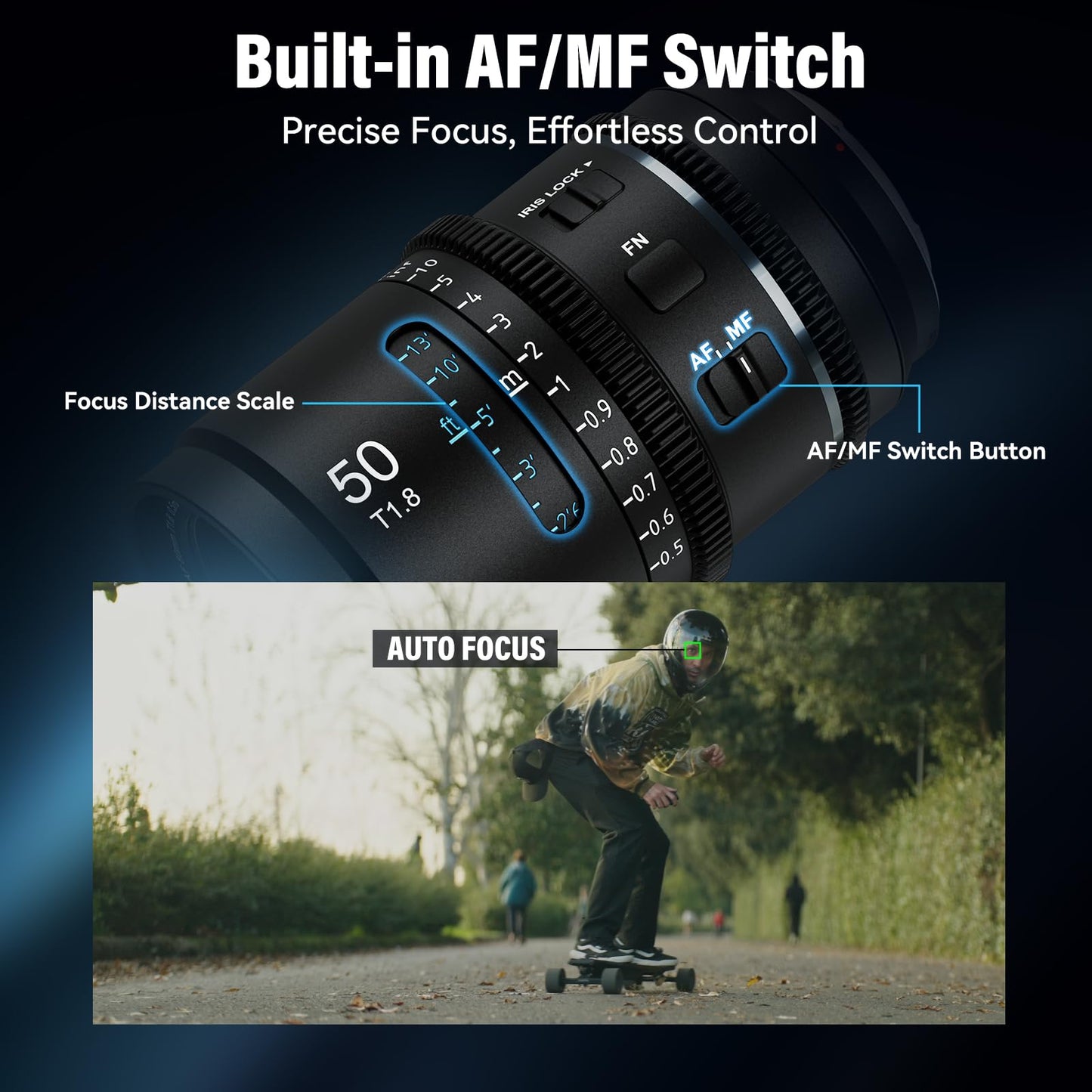 SIRUI Astra 50mm 1.33X Full Frame Auto Focus Anamorphic Cine Lens for L Mount Cameras, Lumix DC Series, FP/FPL, Leica SL Series (Neutral Flare)