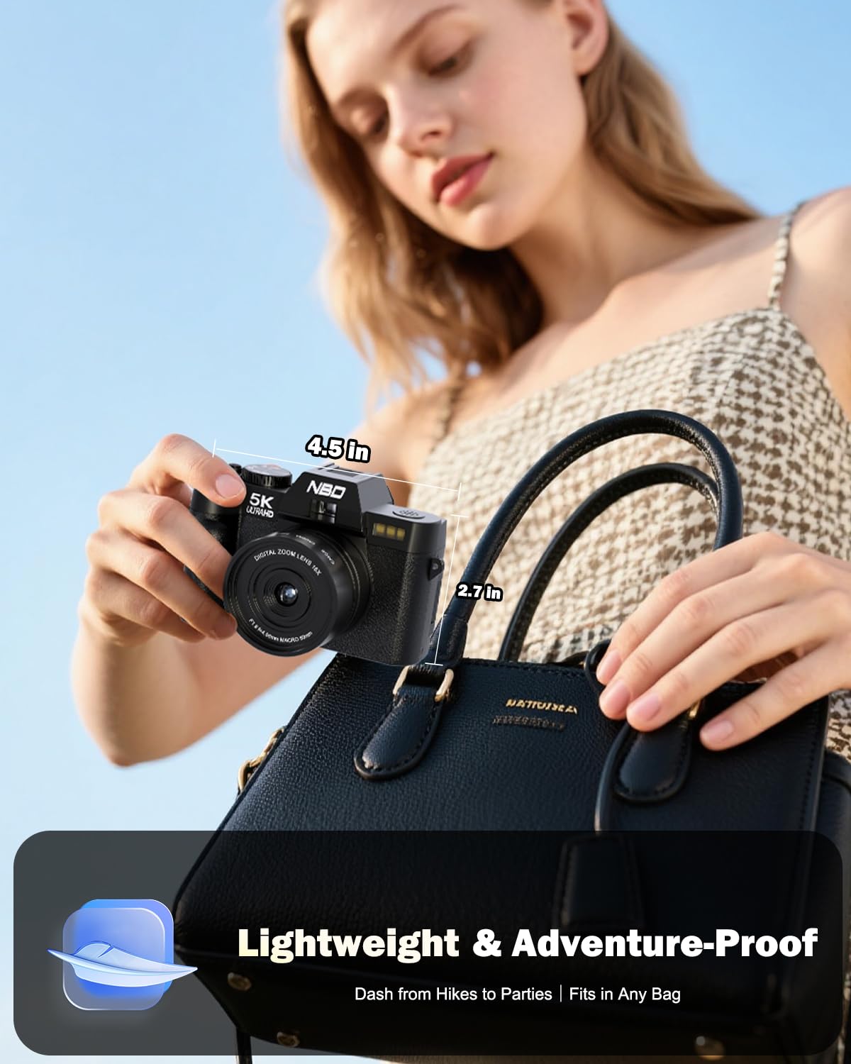 NBD 5K Digital Cameras for Photography - 16X Zoom Travel Camera with 180° Flip Screen, 64MP Vlogging Cameras Fotograficas for YouTube, 2 Batteries & 64GB TF Card,Auto Focus, Macro Lens (Black)