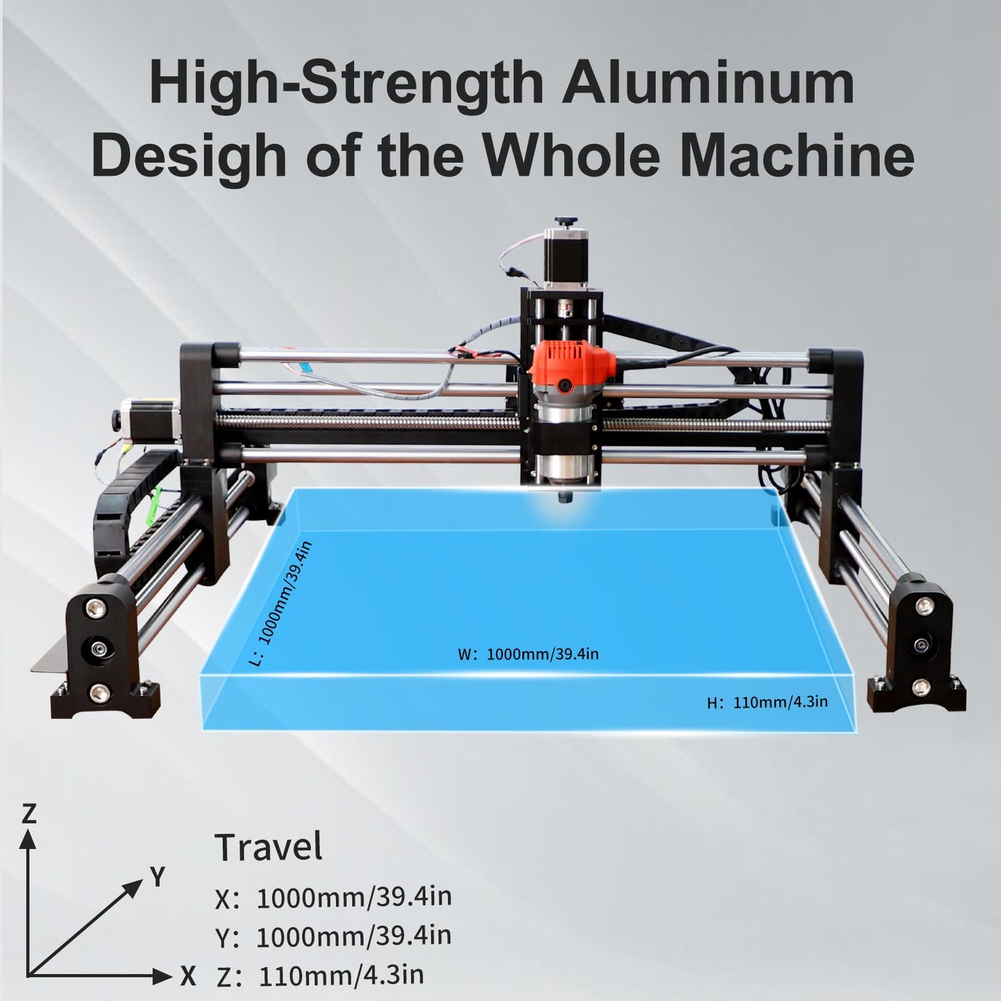 WolfPawn Upgraded CNC Router Machine,3-Axis Grbl Conrol Milling Machine for Wood Acrylic Aluminum,Engraving Milling Machine for Wood Aluminum Cutting to Linear Rails (Style - A, 39.4in)
