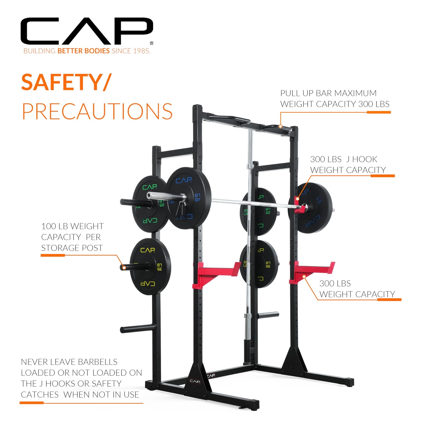Cap Power Rack with Pull Up Bar & Attachments - Squat Rack & Strength Training Power Cage for Home Gym - Yellow