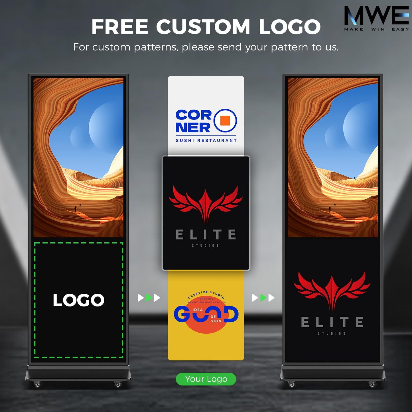 JIYANG 55 Inch 4K Indoor Digital Signage Floor Standing Digital Kiosks LCD Totem Monitor with WiFi HDMI/USB Input Auto Media Player Android System,Free Customization Logo