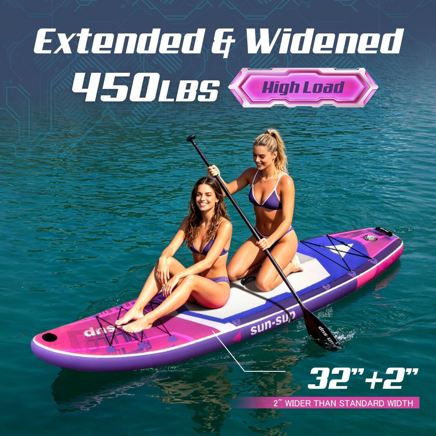 SUN-SUP 11' Inflatable Stand Up Paddle Board with Premium SUP Accessories, Wide Stable Non-Slip Deck