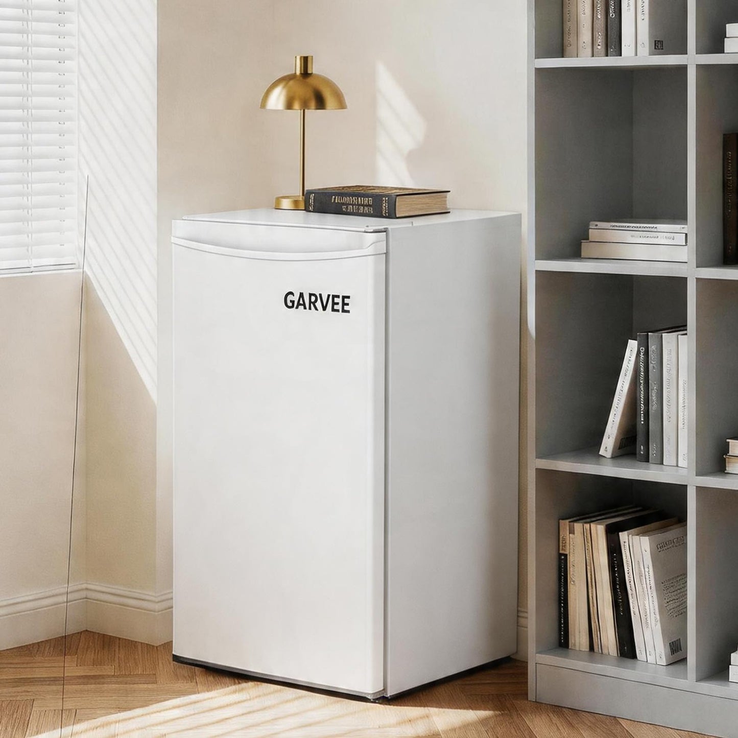 Garvee Compact Mini Fridge with Freezer, 4.5 Cu.Ft - Dual Zone Temperature Control, Single Door, 7 Adjustable Settings, Removable Shelves, Quiet & Energy Efficient - Ideal for Bedroom, Office, Dorm