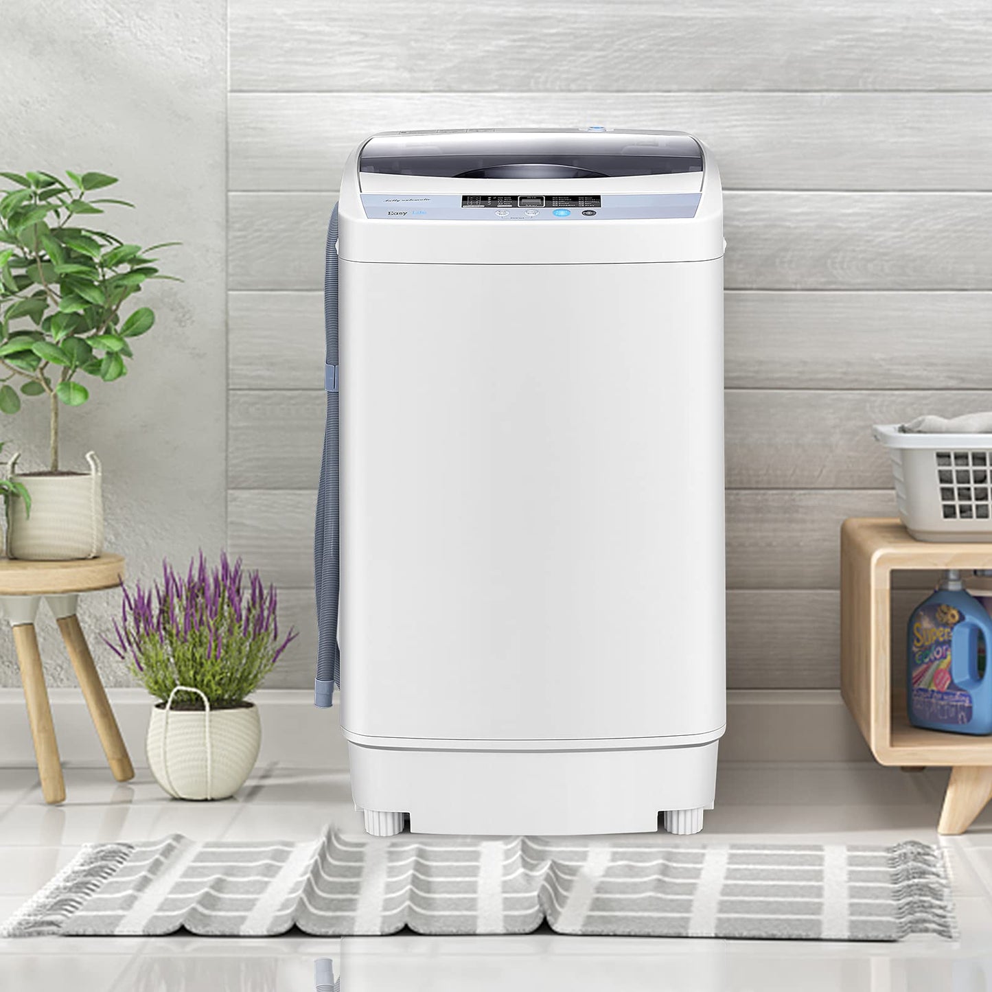 Giantex Washing Machine Portable Compact 12lbs Capacity Full-Automatic W/Drain Pump,10 programs 8 Water Level 1.34 Cu.ft Cloth Washer and Spinner