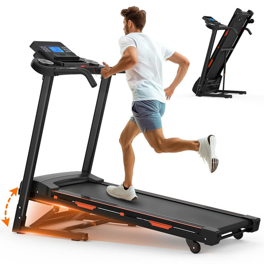Walking Pad Treadmill with Incline and Handle Bar, 15% Auto Incline Treadmill with APP, 3.25HP Brushless Motor, Folding Electric Treadmill for Home, 0.5-8.5 MPH, Large LED Display