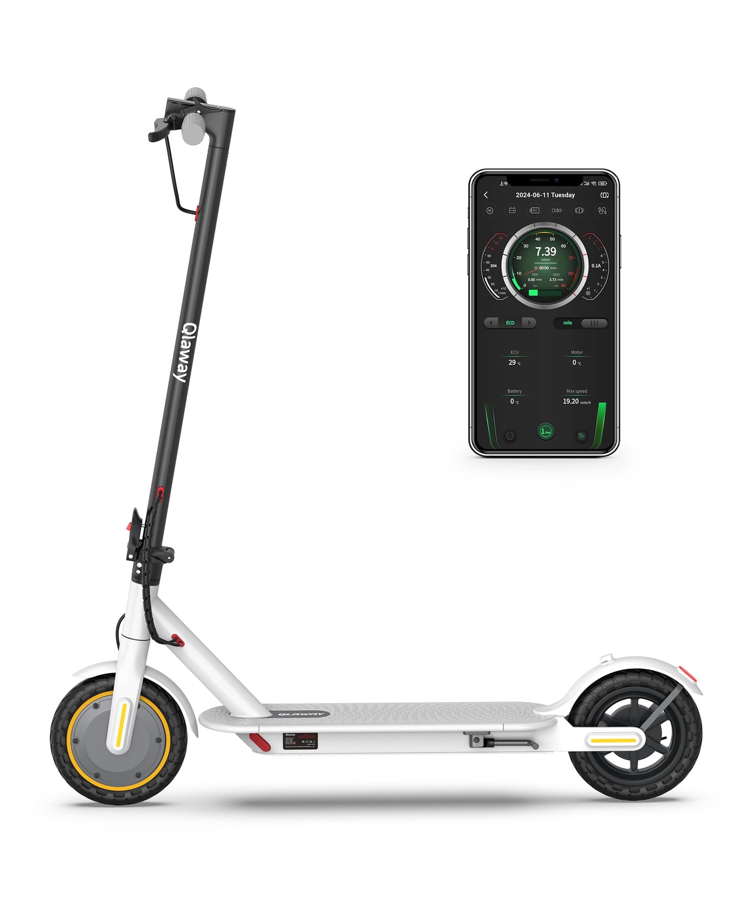 Qlaway 8.5" E Scooter for Adults Frame 19 MPH 350W Motor 281WH Battery, Motorized Up to 22 Miles Range, Foldable Scooter Bearing 265 LBS/APP Control
