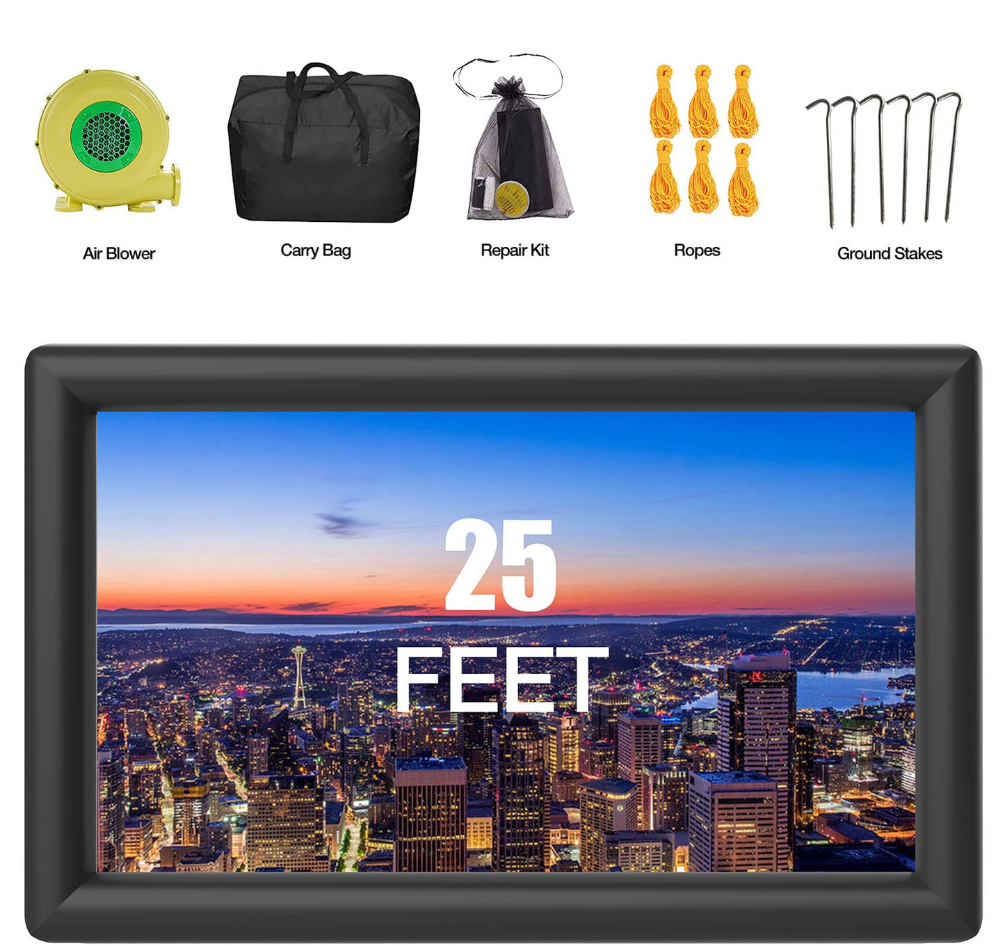 Inflatable Movie Screen Outdoor Projector Screen for Outside 25ft, Large Blow Up Screens Front and Rear Projection with Air Blower, Best for Movie Nights Backyard Home Theater