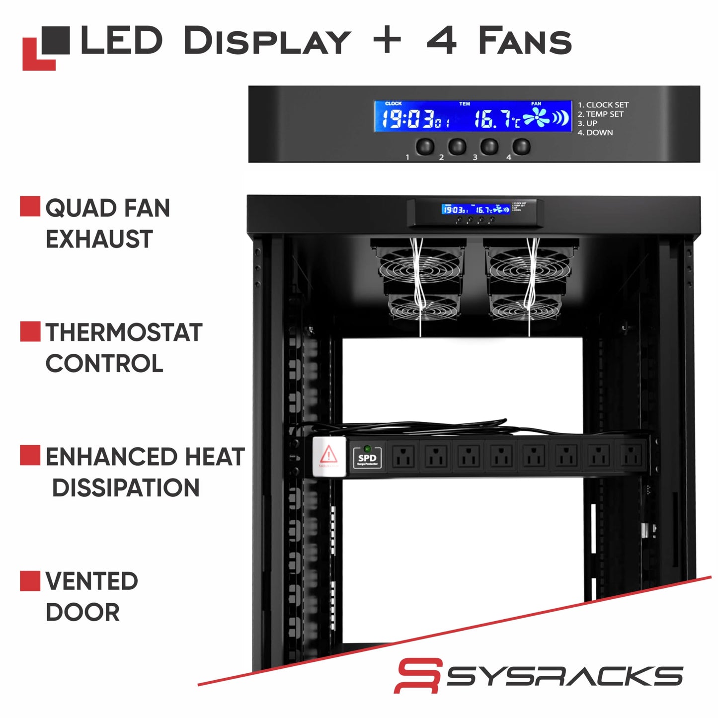 32U Home Server Rack Cabinet – 19" Floor Standing Network Rack, 32" Deep Homelab Rack with Locking Glass Door, Cooling Fans, PDU & Shelf for NAS, Router, Switch and AV Equipment