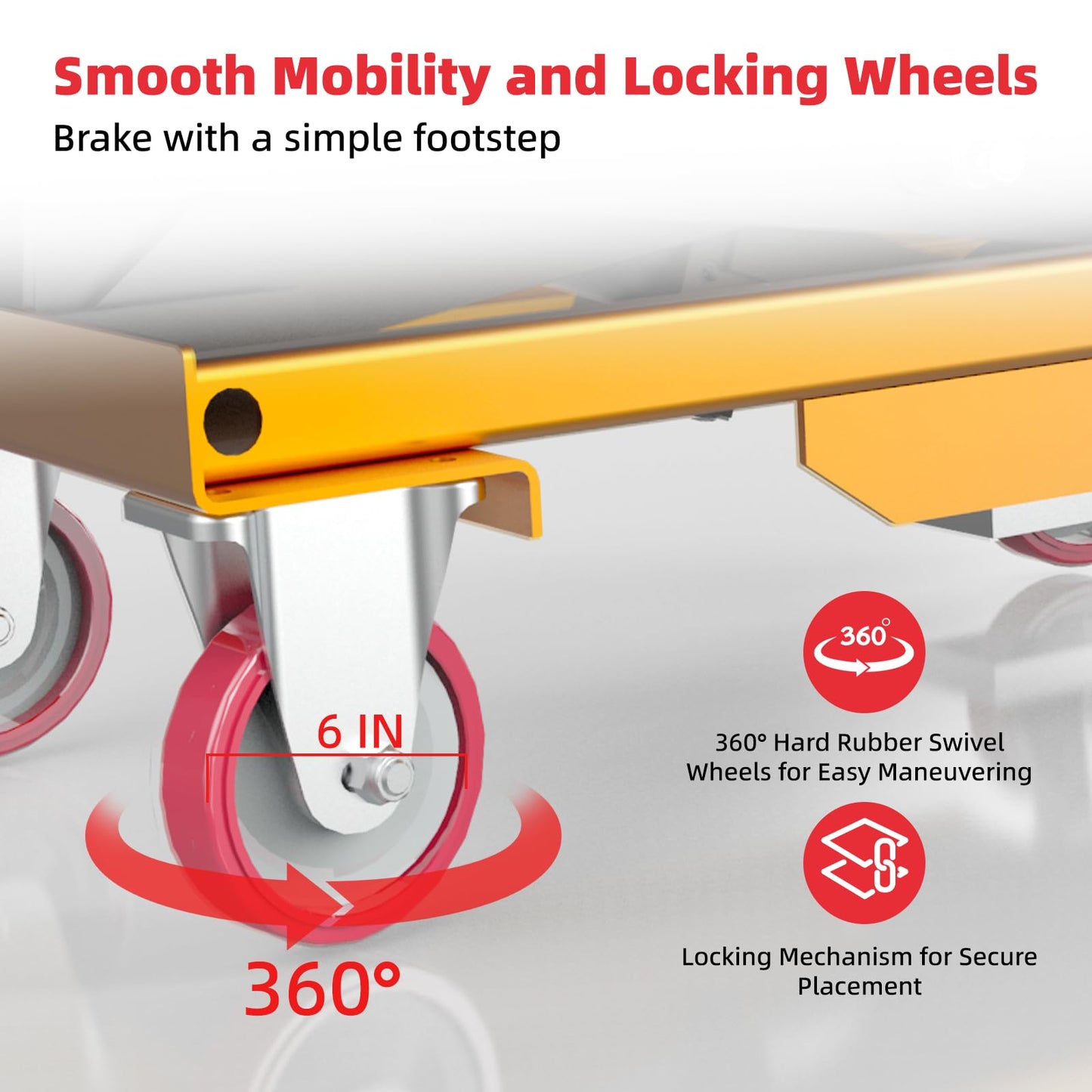 ZKH Hydraulic Lift Cart, 1100lb Capacity, 63" Max Lifting Height, Single Scissors Lift Table with Locking Wheels and Overload Bar for Safe Operations, Ideal for Material Handling and Freight Lifting
