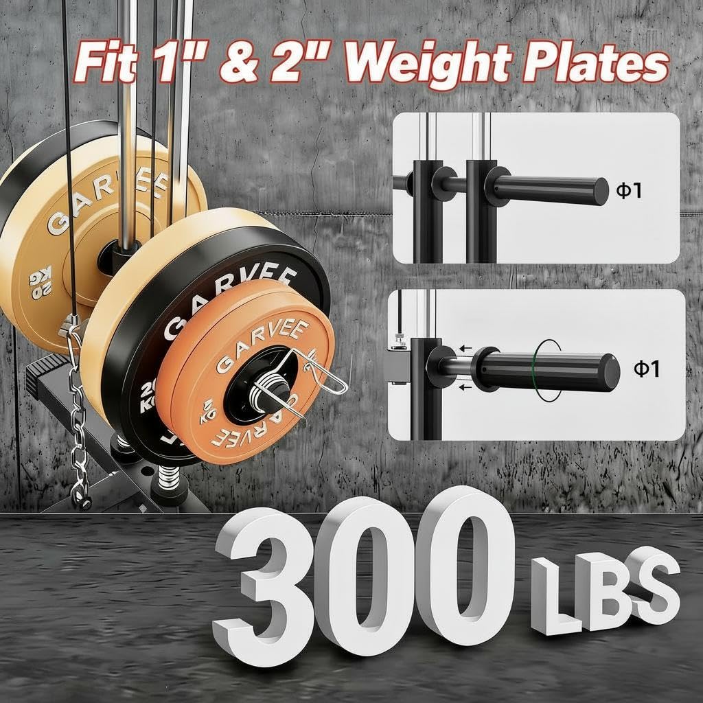 Home Gym Machine, Max 300LBS Capacity Home Gym Equipment with Leg Press, Multifunctional Exercise Equipment for Full Body Strength Training, Fit 1" & 2" Weight Plates (Not Included)