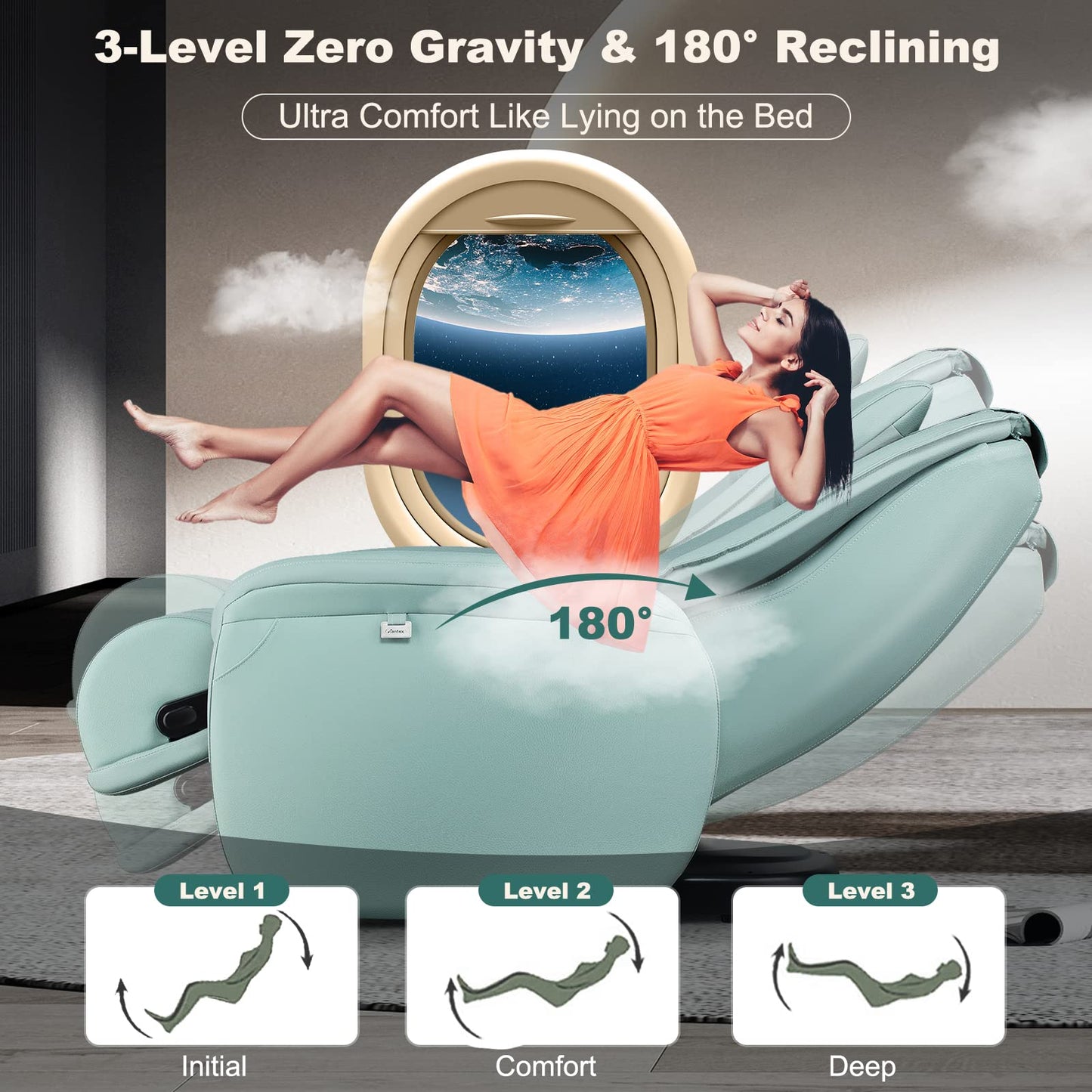 Giantex Full Body Massage Chair, Zero Gravity SL Track Electric Recliner with Reversible Footrest, Back Heater, Wheels & Pillow, Shoulder Detection, Calf Airbag, No Installation, Free Indoor Delivery