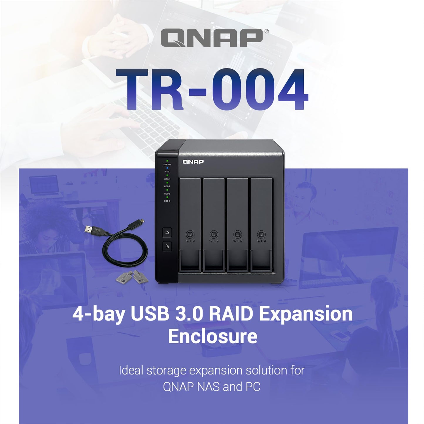 QNAP TR-004 4 Bay USB Type-C Direct Attached Storage (DAS) with hardware RAID (Diskless)