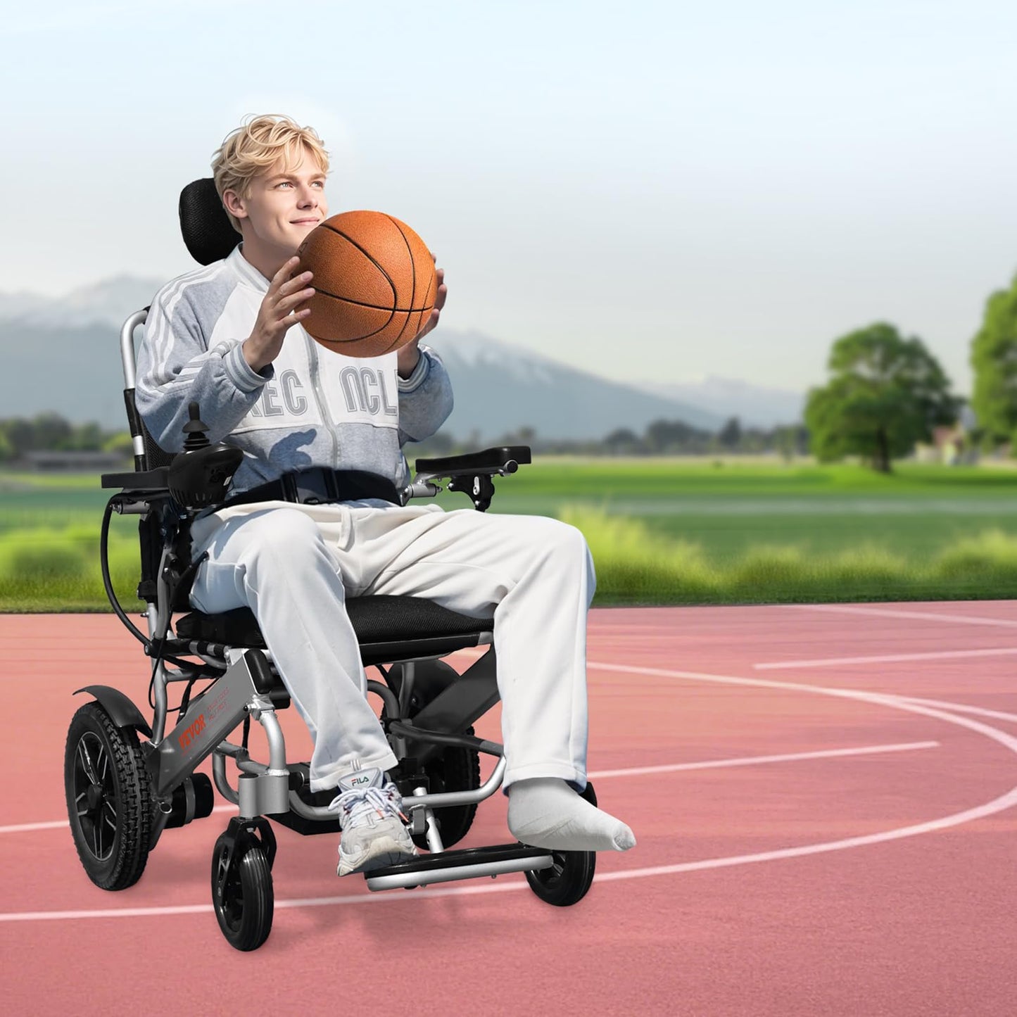 VEVOR Electric Wheelchair for Adults, 300 lbs & Adjustable Backrest, Foldable Lightweight Power Chair with 21" Seat, 13-Mile All-Terrain Range for Senior Portable Mobility