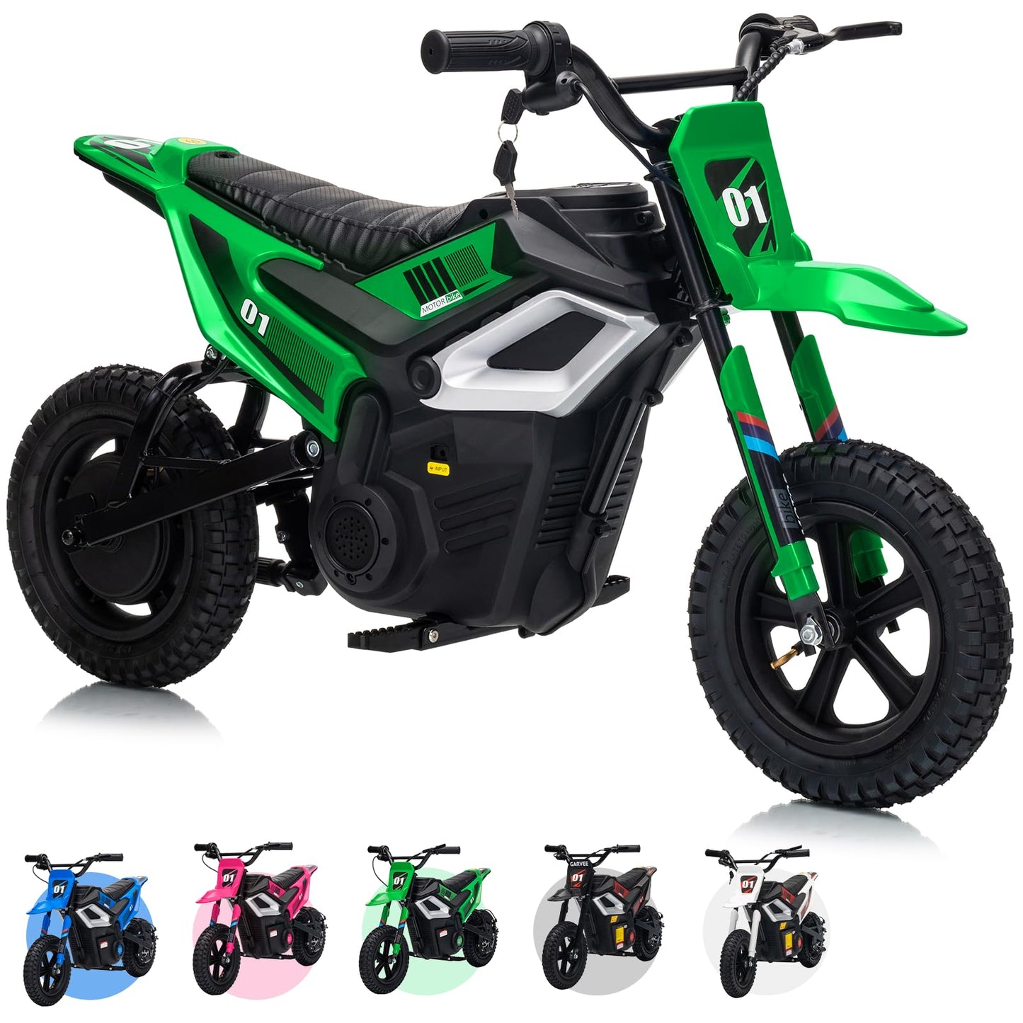24V Electric Dirt Bike for Kids, 350w Electric Motorcycle for Kids - Up to 13.67Mile/h Long-Range, Ride on Motorcycle with Rear Wheel Suspension, 12 Miles Range, Twist Grip Throttle, Rubber Tire