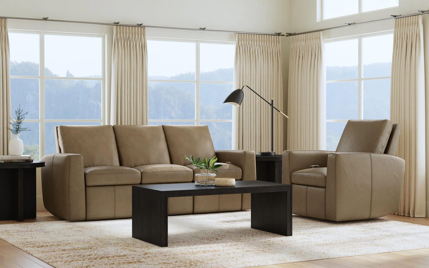Flexsteel Ava Leather Power Reclining Sofa, 85W x 39D x 40H inches, Fawn, 20" Seat Depth, 21" Seat Height, 291 lb