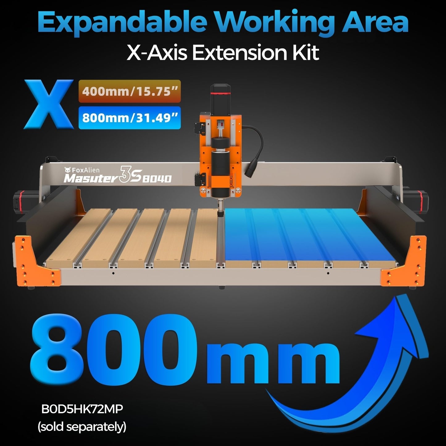 FoxAlien Masuter 3S CNC Router Machine with NEMA 23 Closed-Loop Stepper Motor, 400W Spindle 3 Axis Engraving Milling Machine for Wood Acrylic Aluminum Carving Cutting