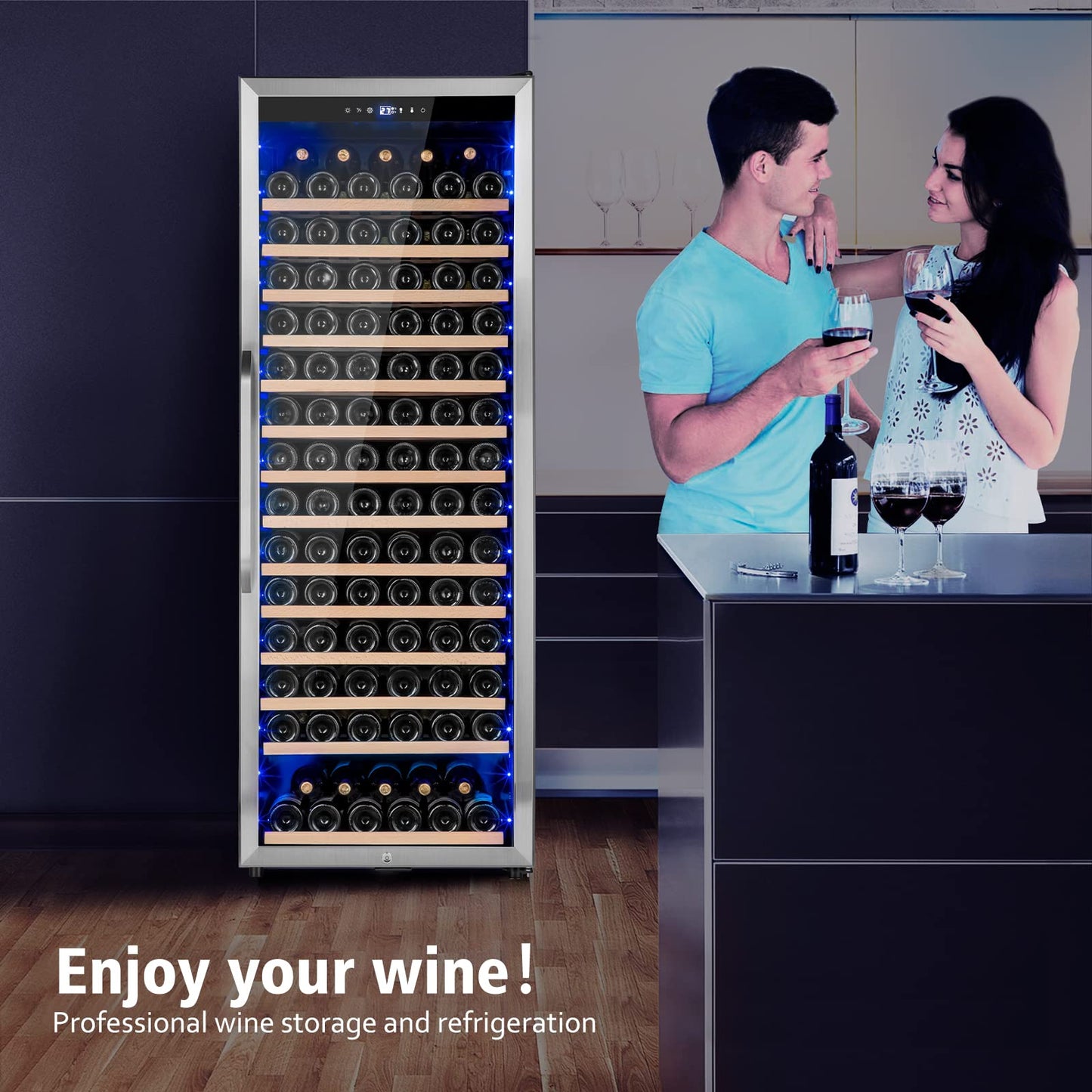 Velivi Wine Cooler Refrigerator, 179 Bottles Professional Wine Fridge with Powerful Compressor,Quiet Operation and Elegant Design for Wine Lovers