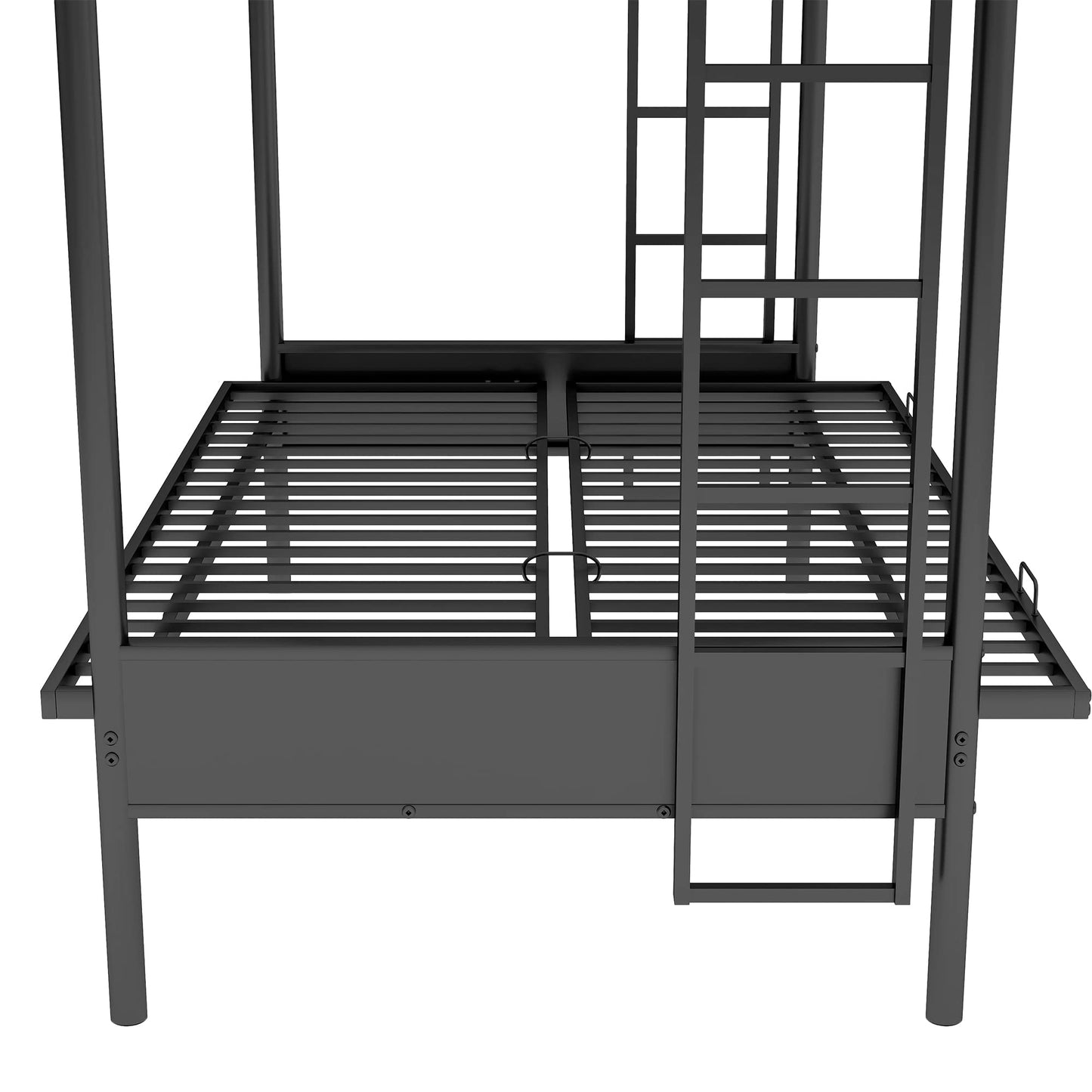 Bellemave Twin Over Futon bunk Bed, loft Bed with futon, Twin Over Full Futon bunk beds, No Box Spring Needed, Black