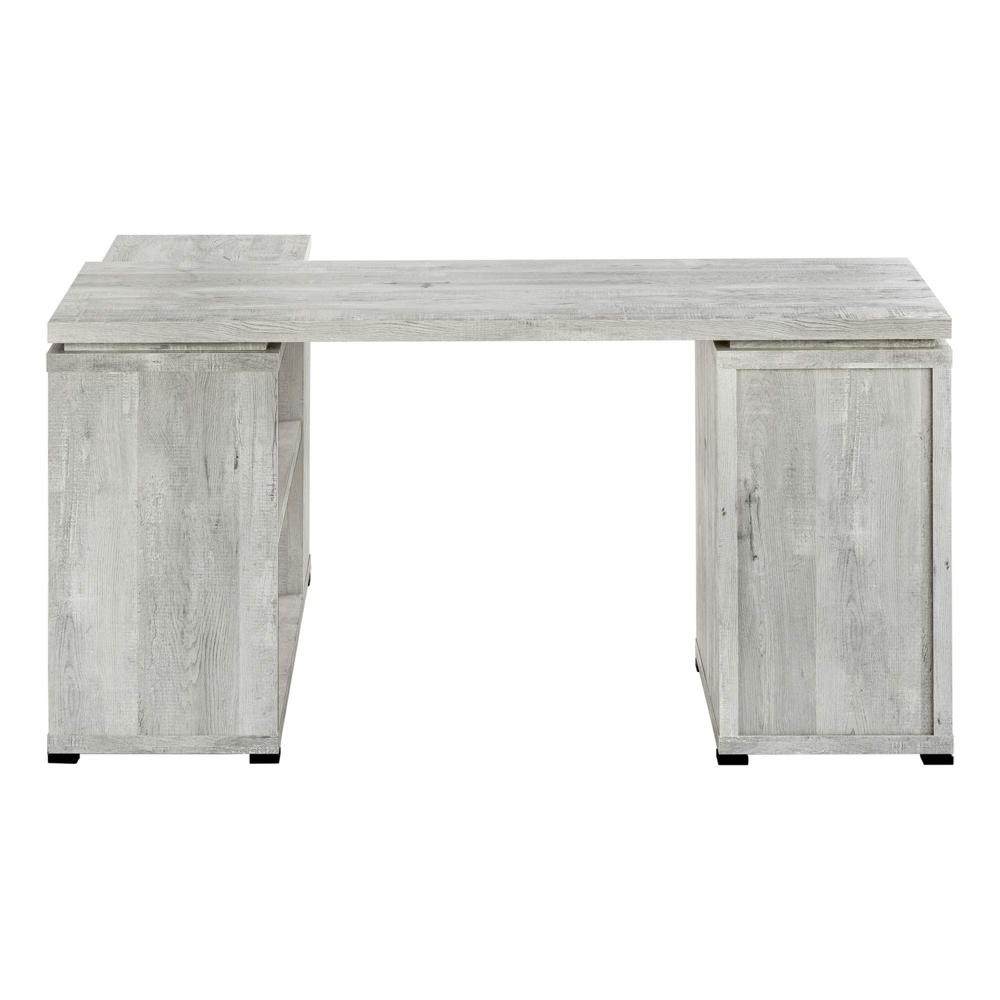 Monarch Specialties Computer Desk L-Shaped Corner Desk with storage - Left or Right Facing - 60"L (Grey Reclaimed Wood Look)
