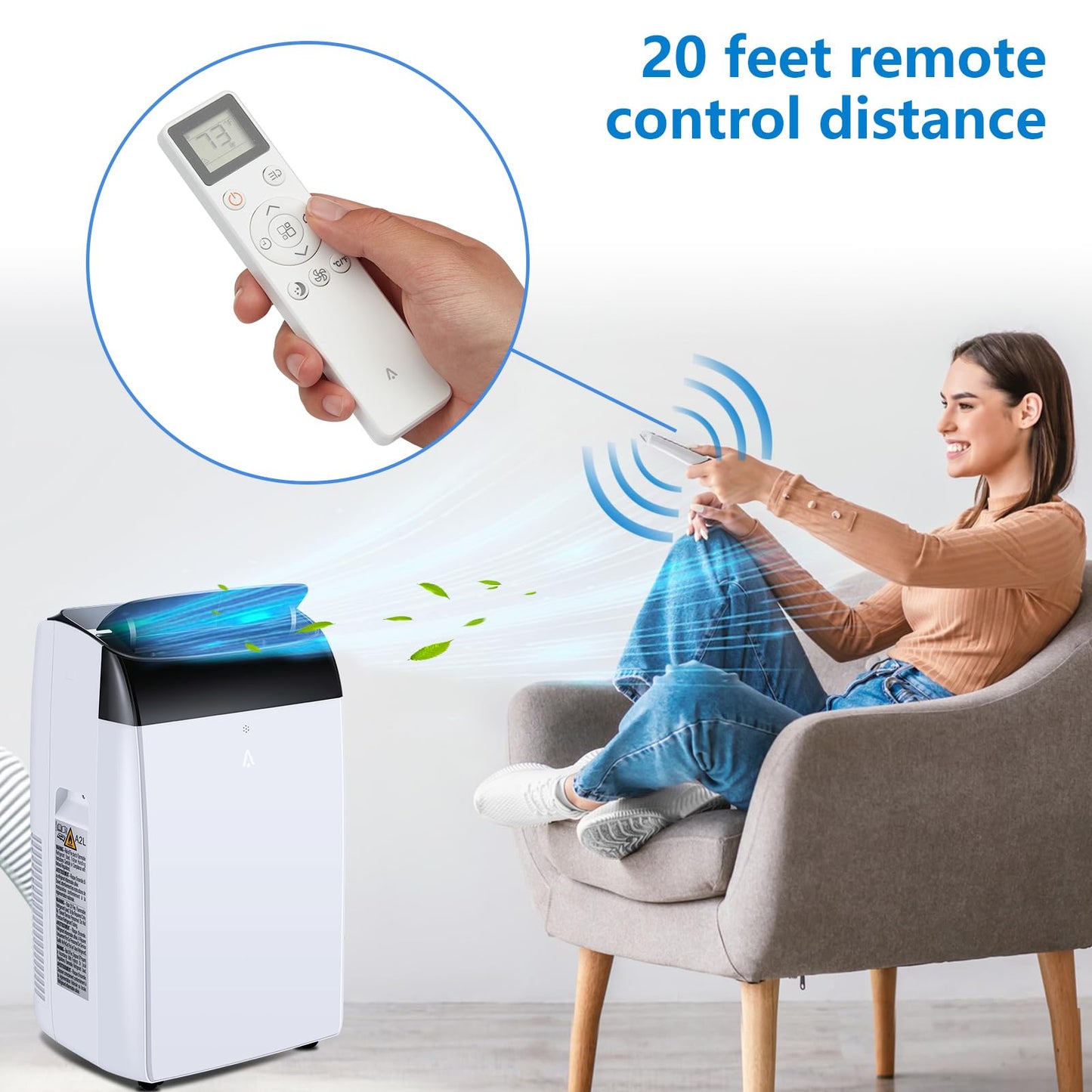 GarveeHome Portable Air Conditioner 12000 BTU, 3-in-1 AC Unit with Cool, Fan, Dehumidifier for Rooms Up to 550 Sq.ft, Ultra Quiet 48dB Portable AC with Window Kit, Remote, 24H Timer, Self-Evaporation
