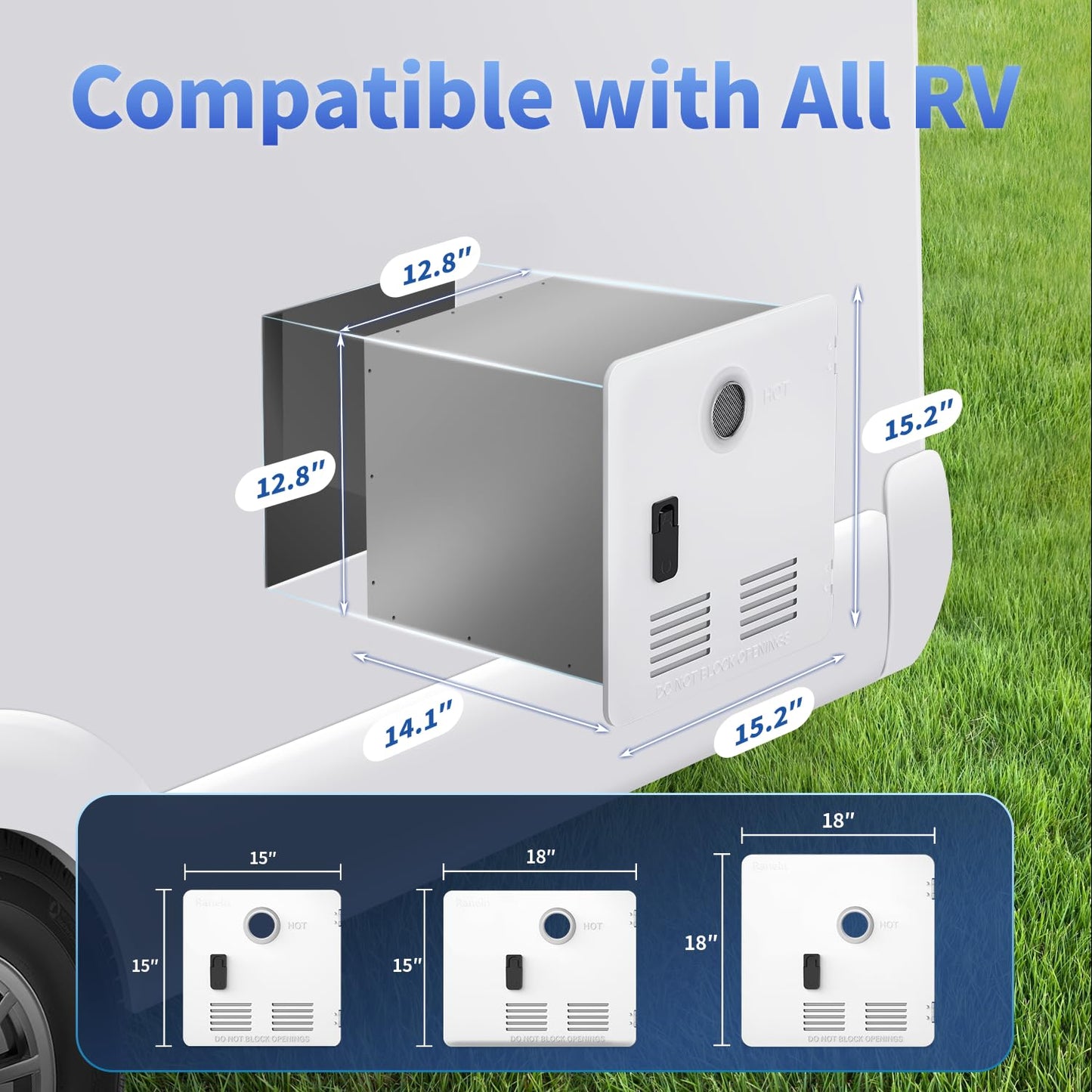 Ranein On-Demand RV Tankless Water Heater, with 15×15 White Door & Remote Controller, High Altitude Ready, CSA Approved, Optimized for Summer Comfort Performance, Ideal for Moderate Use