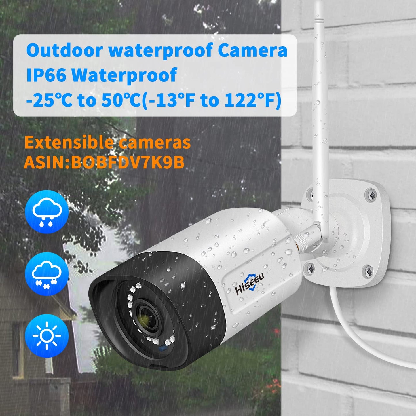 Hiseeu 2.5K 5MP WiFi Security Camera System Outdoor, Expandable 16CH 8MP NVR, 500GB HDD, Spotlight, 2 Way Audio, IP66 Waterproof, Motion Alert, DC Power Plug-in, 24/7 Recording