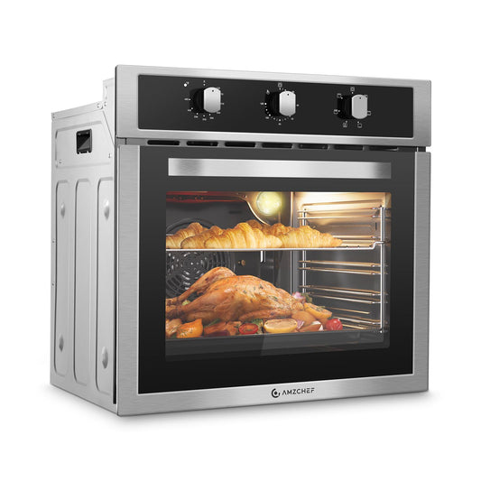24" Single Wall Oven for Kitchen: 2200W Built-in Electric Wall Oven with Mechanical Knobs Control, 2.5 Cu.ft. Stainless Steel Wall Oven with 6 Cooking Modes, Convection Oven, Timer