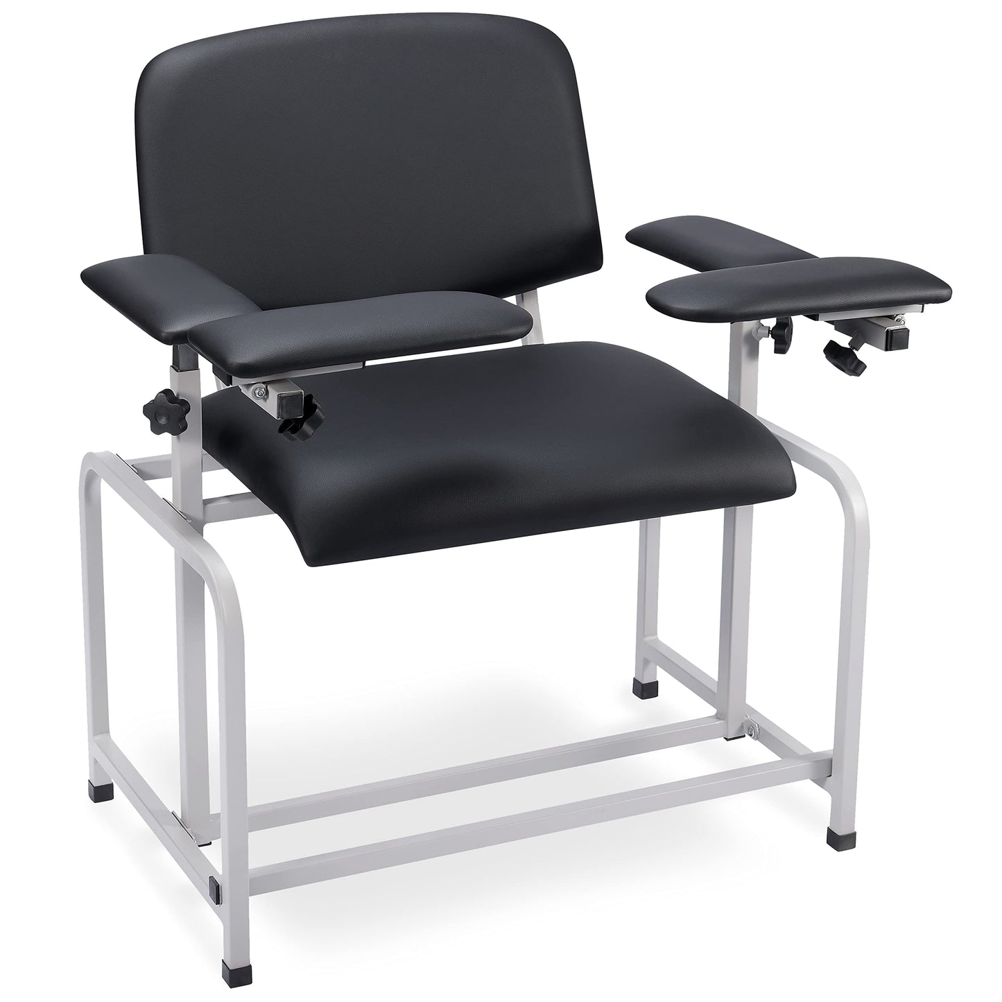 VivaComfort Black 500 lbs Weight Capacity Bariatric Wide Padded Blood Drawing Chair, Phlebotomy Chair with Adjustable Armrest, 35" H x 18" L x 29"W, Blood Draw Chair, Medical Chair