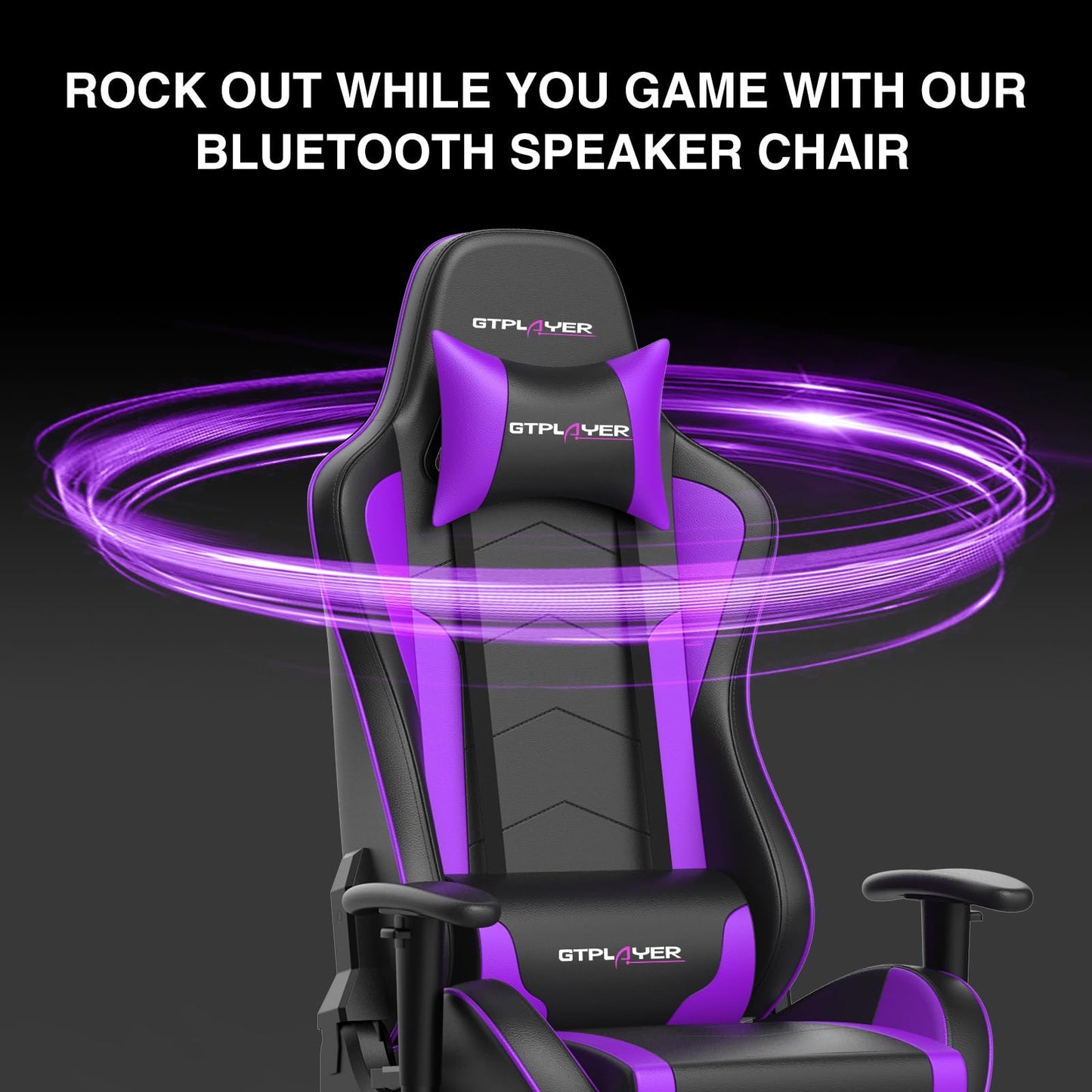 GTPLAYER Gaming Chair with Footrest Speakers Video Game Chair Bluetooth Music Heavy Duty Ergonomic Computer Office Desk Chair