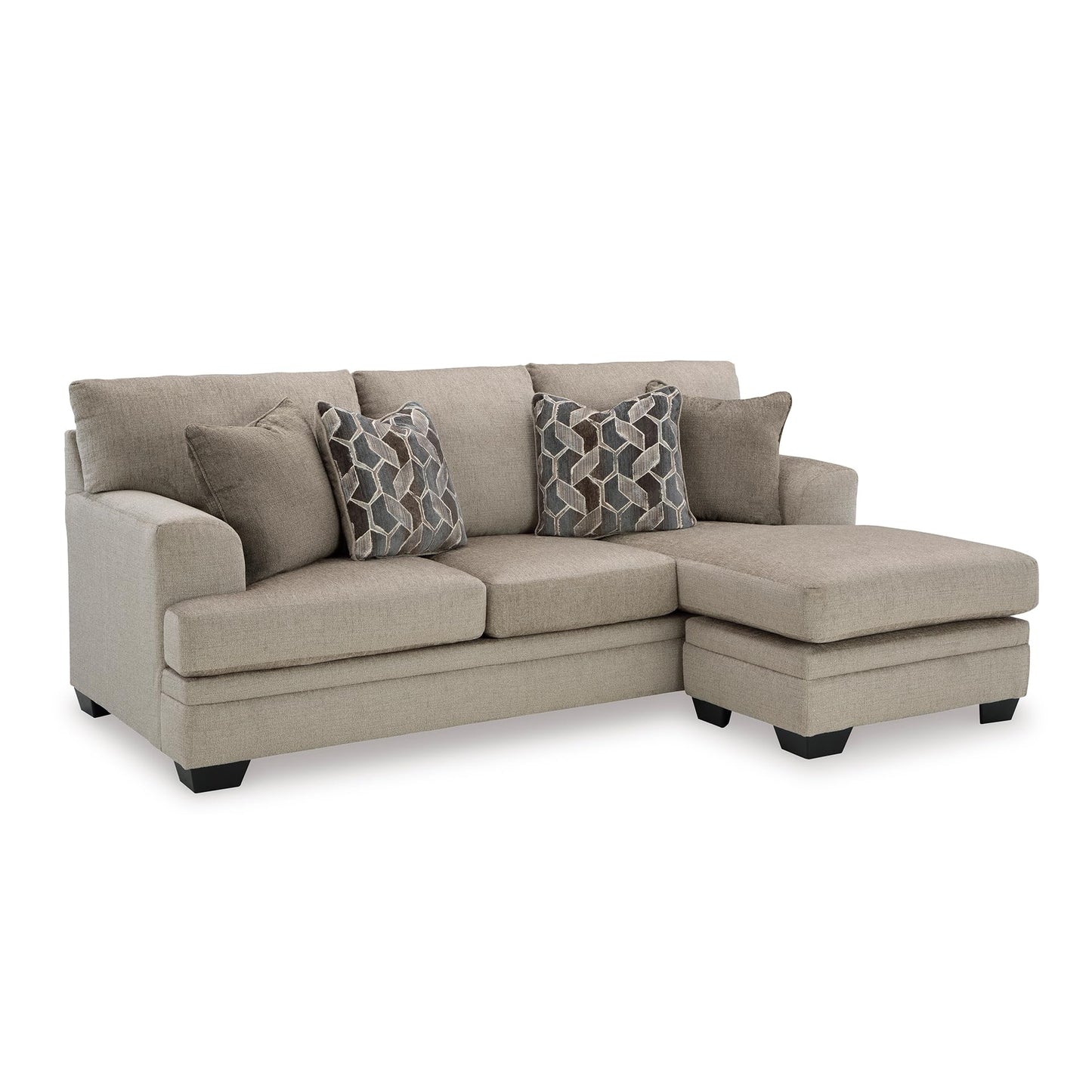 Signature Design by Ashley Stonemeade Casual Right-Arm Facing Sofa Chaise with 4 Toss Pillows, Light Brown