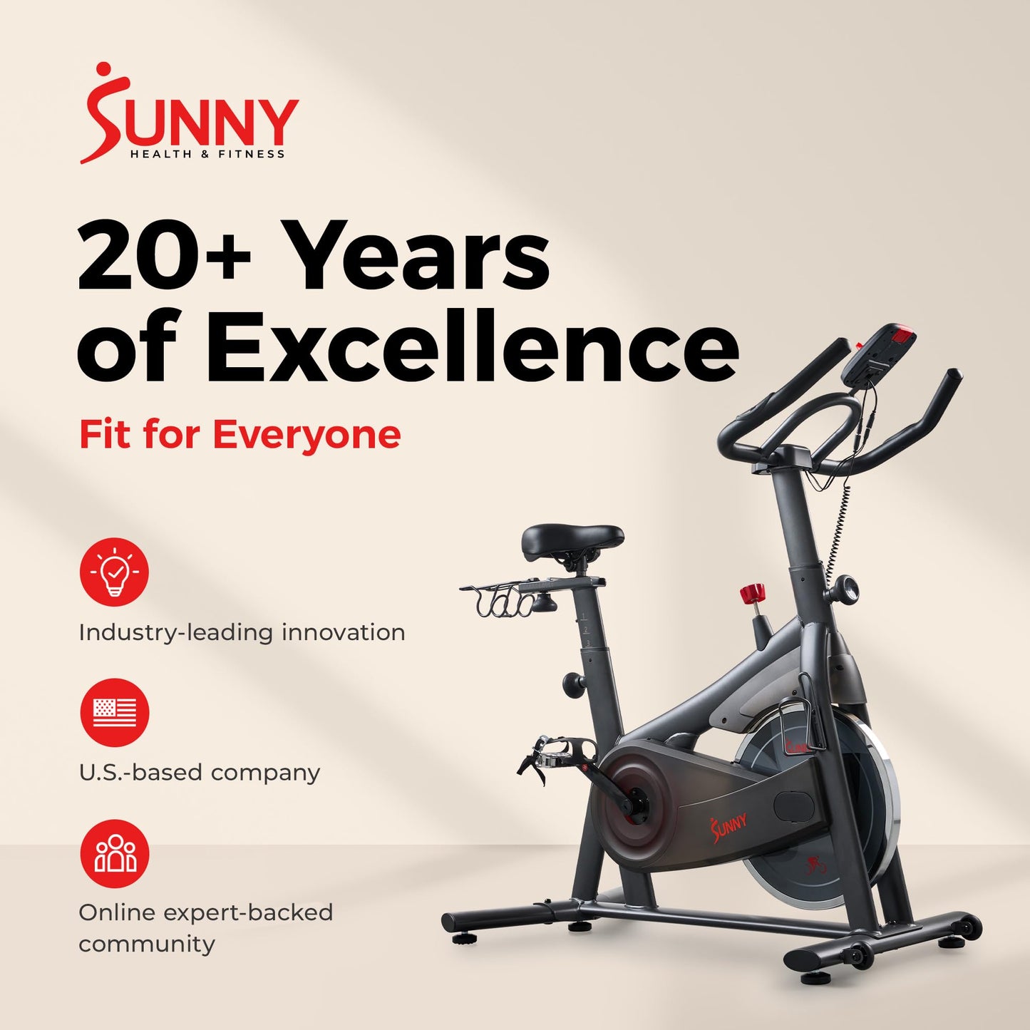 Sunny Health & Fitness Vega Smart Indoor Cycling Bike – Magnetic Resistance Exercise Bike with SunnyFit App, Quiet Belt Drive & Family-Friendly Home Cardio Design
