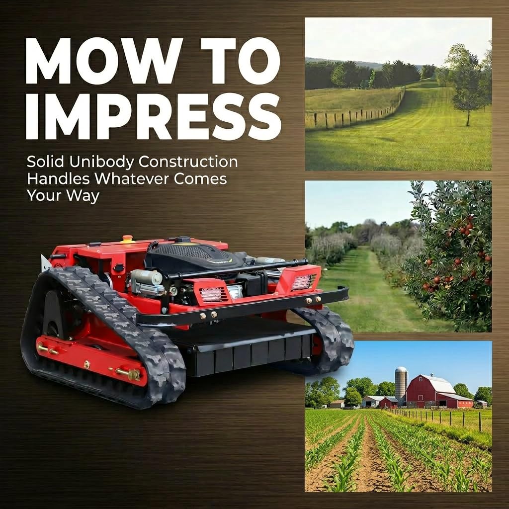 Infront Remote Control Lawn Mower, 20 Inch Cutting Width, Adjustable Height 0.79-5.9 Inches, Track Design,All-Terrain for Steep Slopes Tall Grass Large Lawns