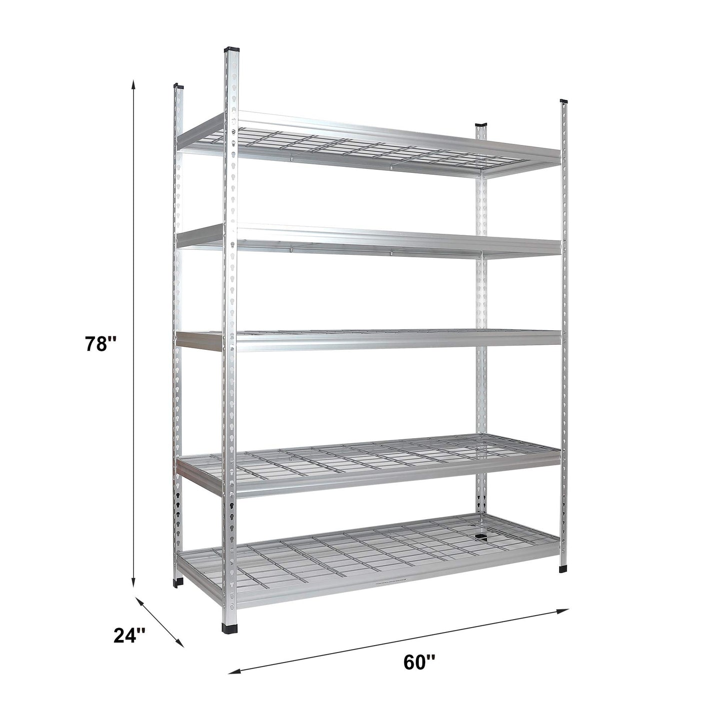 Amazon Basics Heavy Duty 5 Shelf Storage Shelving Unit, High-Grade Aluminum, Shelves, Adjustable Height, 60" x 24" x 78", Silver