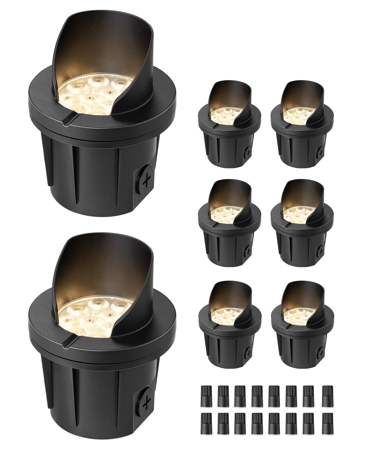 EDISHINE Low Voltage Landscape Lighting, 8W 3000K 515LM, 4in In-Ground Well Lights, IP67 Waterproof, Black, Model HGSL51A