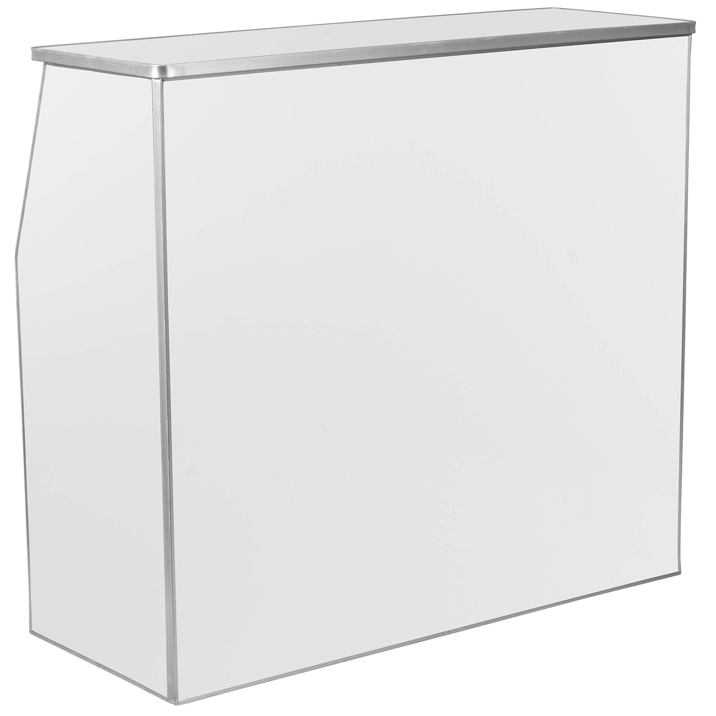 Flash Furniture 4' Folding Portable Event Bar with Top and Middle Shelves, Mobile Laminate Foldable Bar for Parties and Events, White