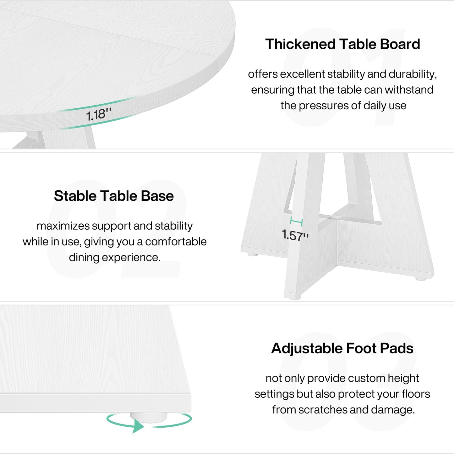 Tribesigns 47 inch Round Dining Table Wood Kitchen Table for Dining Room, 47" Dinner Room Tables for 4-6, Farmhouse Accent Furniture with Wooden Tabletop and Cross Base, White