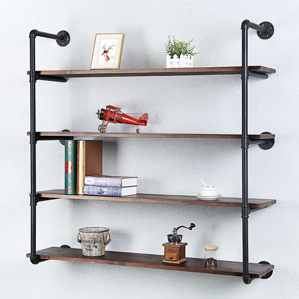 Industrial Pipe Shelves With Wood Planks,Rustic Pipe Shelving Wall Shelf