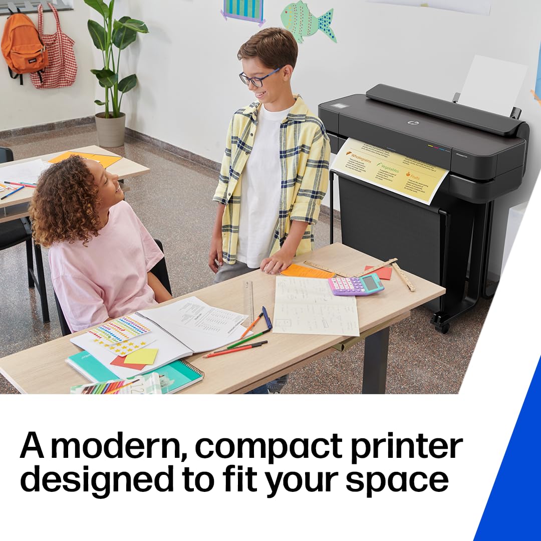 HP DesignJet T210 Large Format 24-inch Plotter Printer, for Easy CAD & Poster Prints (8AG32D)
