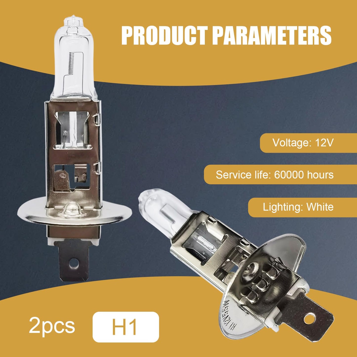 gunhunt Halogen Bulbs H1-55W, 12V Quartz Lamp, Ultra-bright Low/High Beam, 2 PCS, Warm White Light