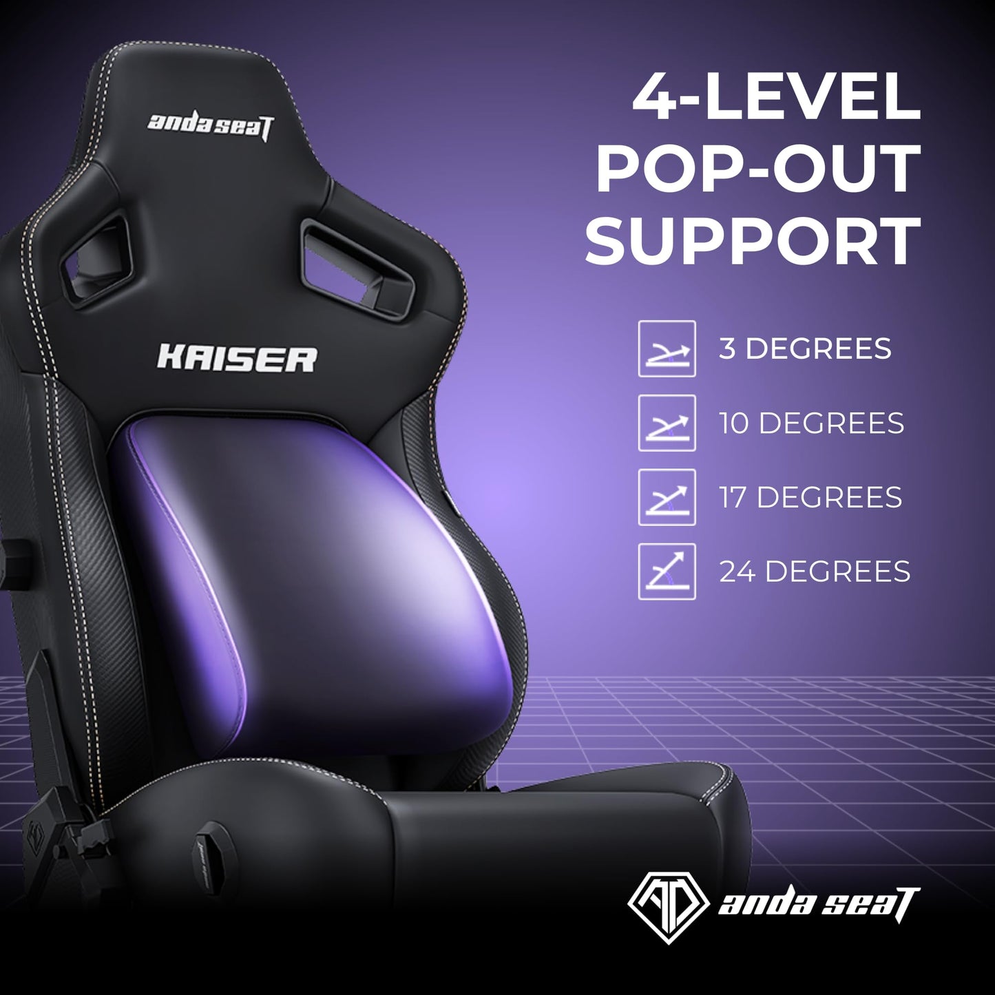 Anda Seat Kaiser 4 Large Gaming Chair for Adults - Ergonomic Gray Fabric Gaming Seat with 6D Armrest, Comfortable Office Chair with Lumbar Support, Heavy Duty Wide Computer Seat
