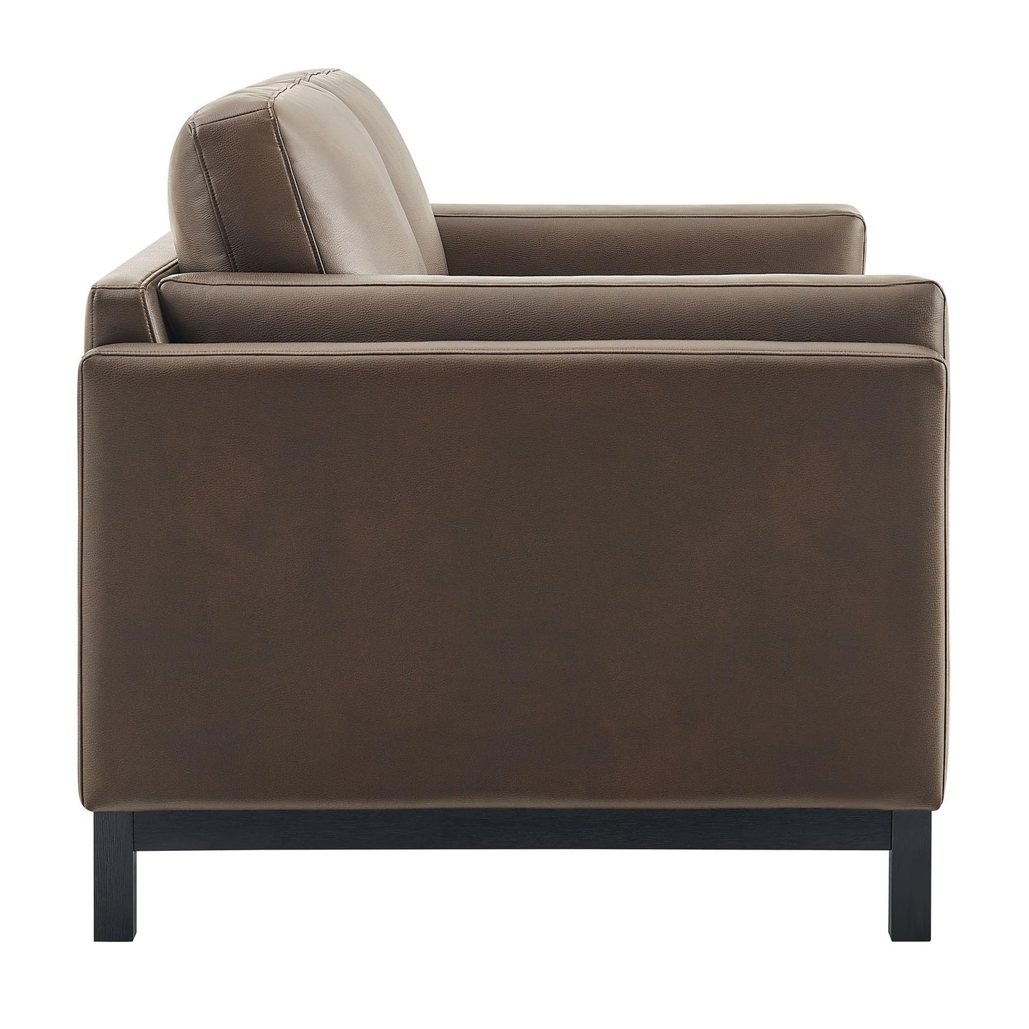 Modway Roscoe 63 Inch Vegan Leather Loveseat in Espresso - Comfortable Faux Leather 2 Seater Couch for Living Room, Apartment, or Office Seating