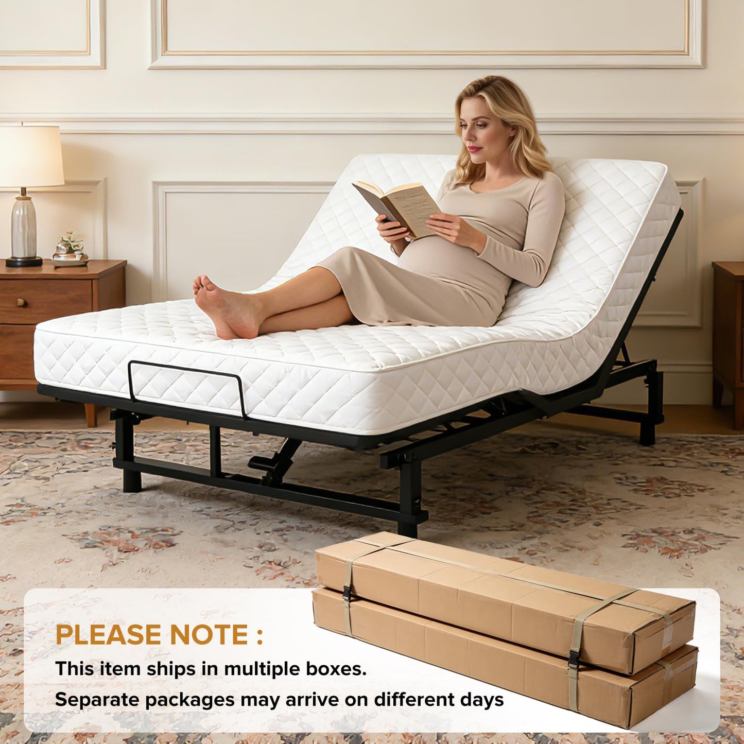 DNYN Queen Size Adjustable Bed Base Frame with USB Ports and Wireless Remote for Bedroom/Guest Room, Zero Gravity Bed with Head and Foot Incline, Space-Saving & No Box Spring Needed