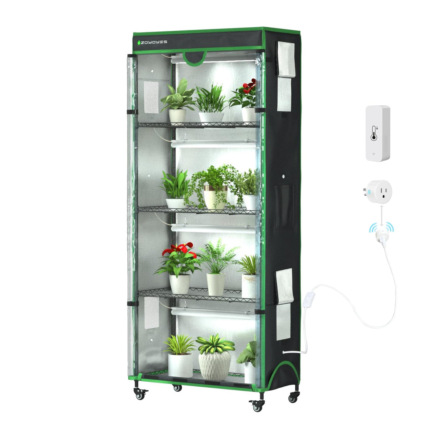 ZOYOYES Indoor Greenhouse Kit with Grow Lights on Cover, 36"W x 18"D x 72"H