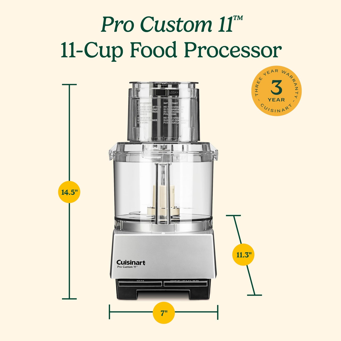 Cuisinart Food Processor, Dishwasher Safe 11-Cup Food Processor with Slicing & Shredding Discs, Cuisinart Pro Custom 11 Stainless Steel Electric Chopper & Kitchen Food Processor, Chrome, DLC-8SBCYP1
