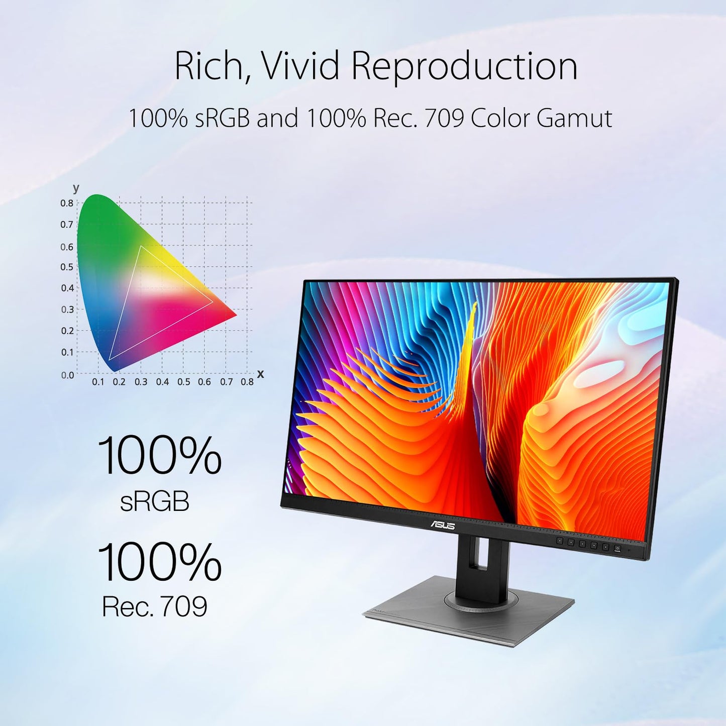 ASUS ProArt 27" QHD Monitor, 1440P IPS Display, 100% sRGB|Rec. 709, Delta E < 2 Color Accuracy, Calman Verified, DP HDMI Mini DP DVI USB Hub, Ergonomic Tilt Swivel Pivot Height Adjustable Stand