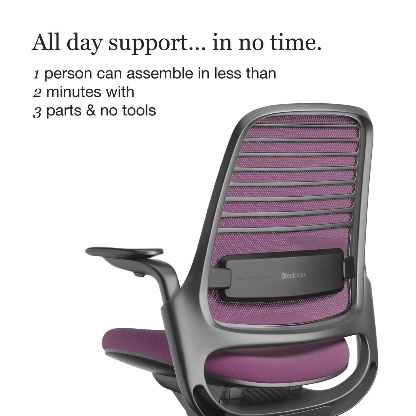Steelcase Series 1 Office Chair - Ergonomic Work Chair with Wheels for Carpet - Helps Support Productivity - Weight-Activated Controls, Back & Arm Support - Easy Assembly - Concord