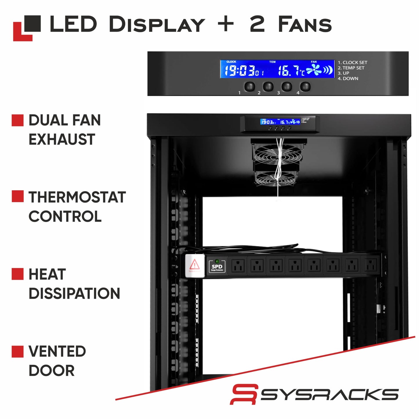 Home Lab Server Rack Cabinet 19" 22U – Premium Series 35" Deep Network Rack Enclosure with Glass Door, Quiet Cooling Fans & Thermostat, PDU, Shelf, Lockable Cabinet for NAS & Home Network