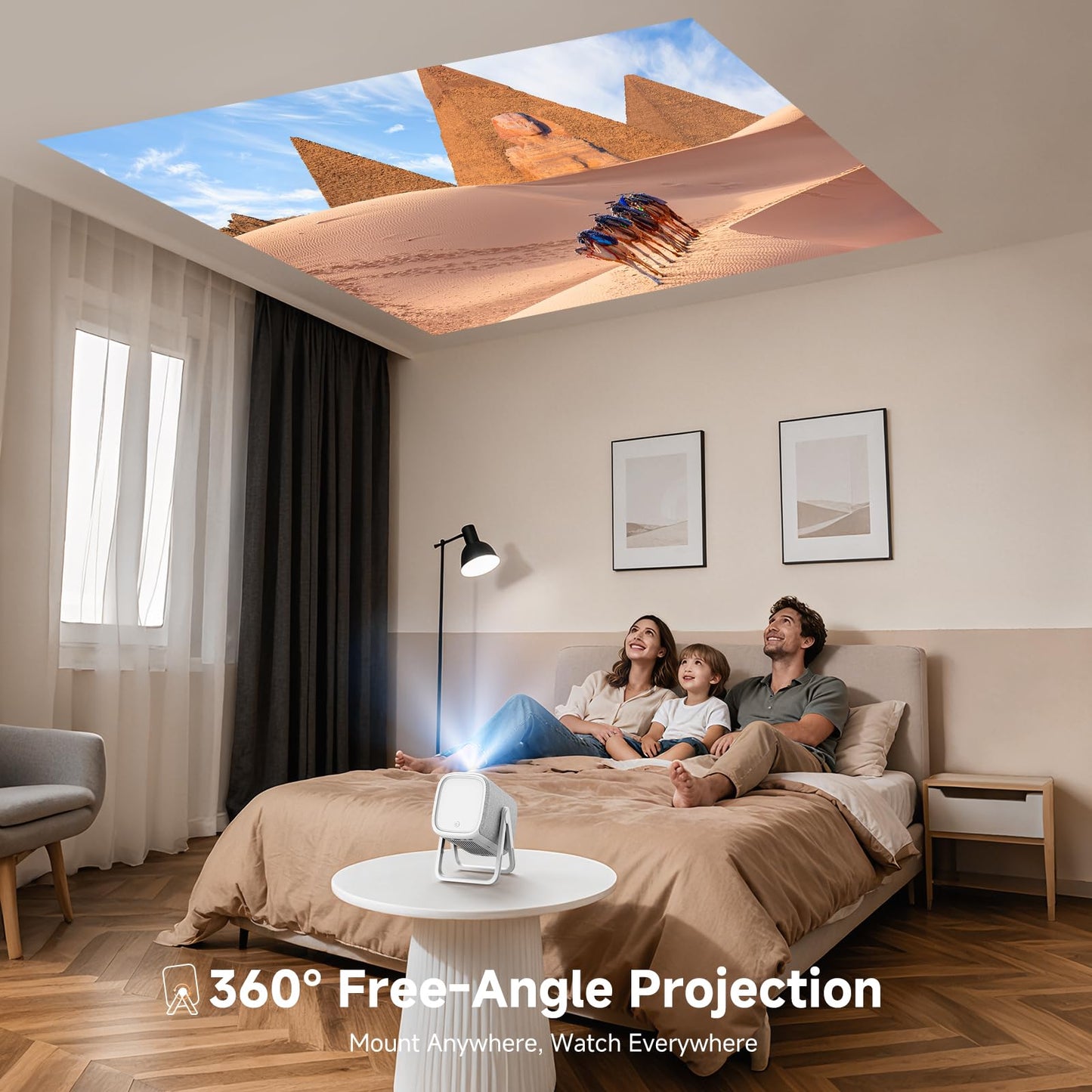 [Short Throw/1500ANSI/Built in Apps] 4K Outdoor Projector with WiFi and Bluetooth, Auto Focus Projector with Dual-Mode Stand, Smart Portable Proyector with Netflix/YouTube/PrimeVideo & Dolby
