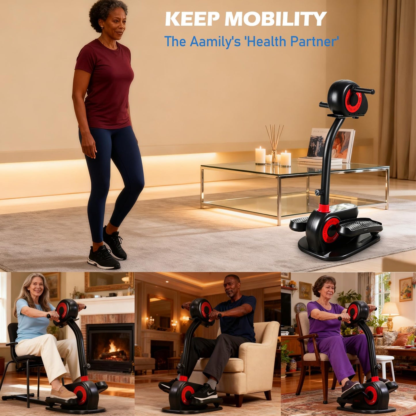 2026 New Upgrade Elliptical Exercise Machine,Low-Impact Motorized Pedal Exerciser | Home Recovery Bike for Arm & Leg Ability and Relax,Upper Lower Limb Trainer for Seniors | With Pedal Straps & Gloves