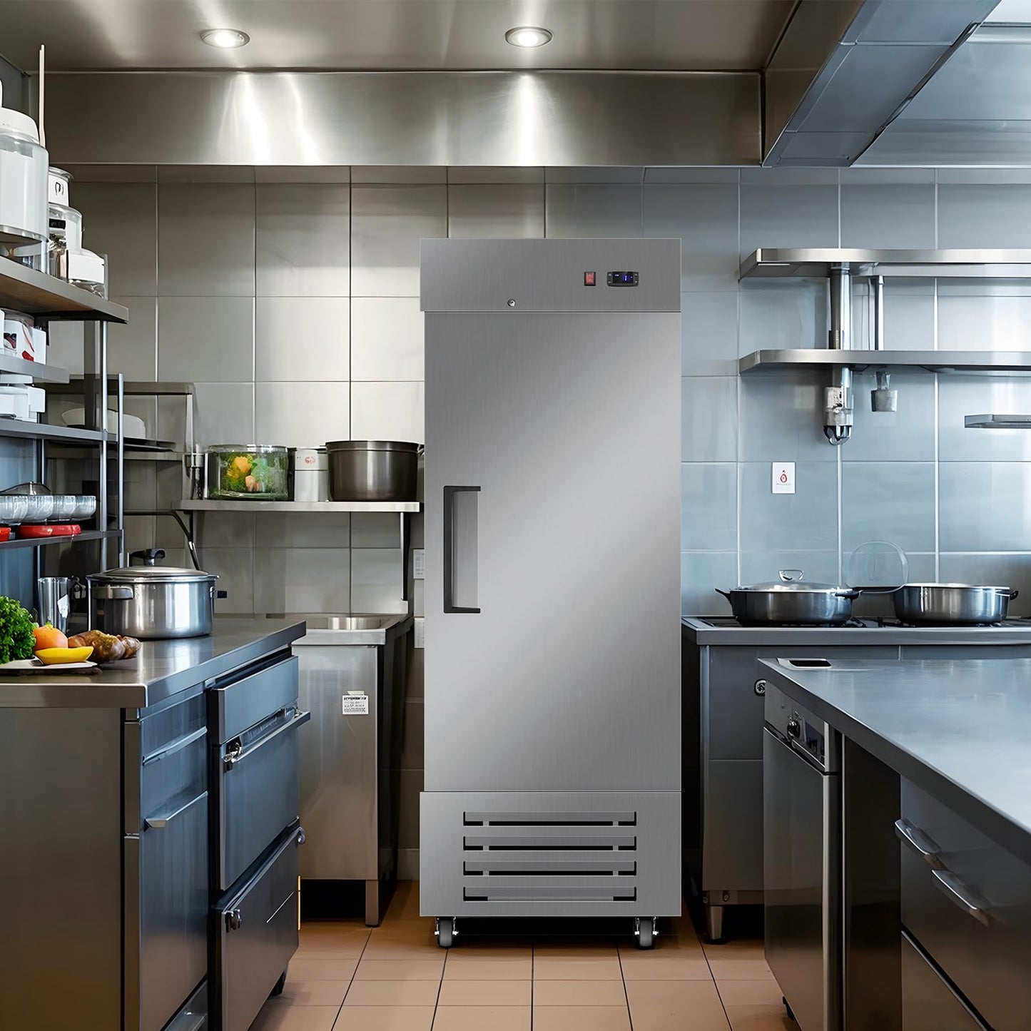 Tylza 27.5" Commercial Reach-in Freezer, Fan Cooling, Solid Stainless Steel Single Door, 530.6L
